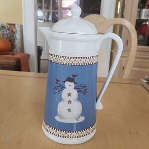 Vintage Debbie Mumm insulated snowman carafe